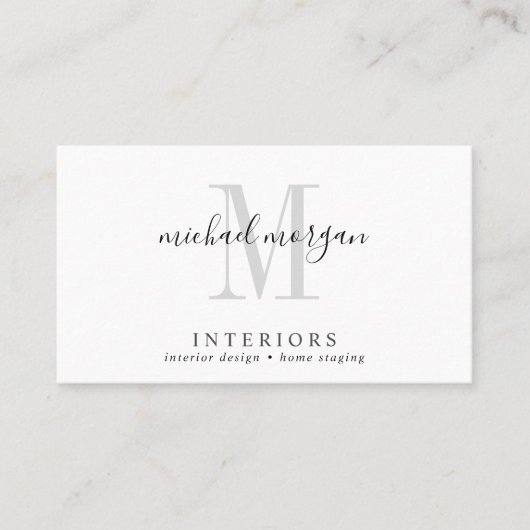Carte De Visite Conception simple de script de designer d'intérieu (Devant)