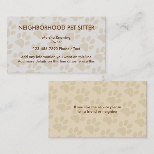 Carte De Visite Conception simple de séance d'animal familier (Devant / Derrière)