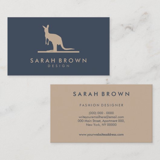 Carte De Visite Conception simple du logo Kangaroo Silhouette (Devant / Derrière)