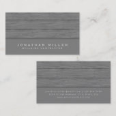 Carte De Visite Conception simple en bois gris (Devant / Derrière)