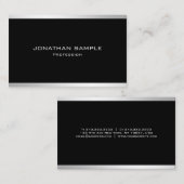 Carte De Visite Conception simple et moderne Argent élégant (Devant / Derrière)