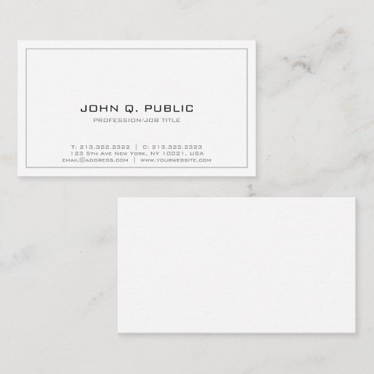 Carte De Visite Conception simple et professionnelle Blanc minimal (Devant / Derrière)