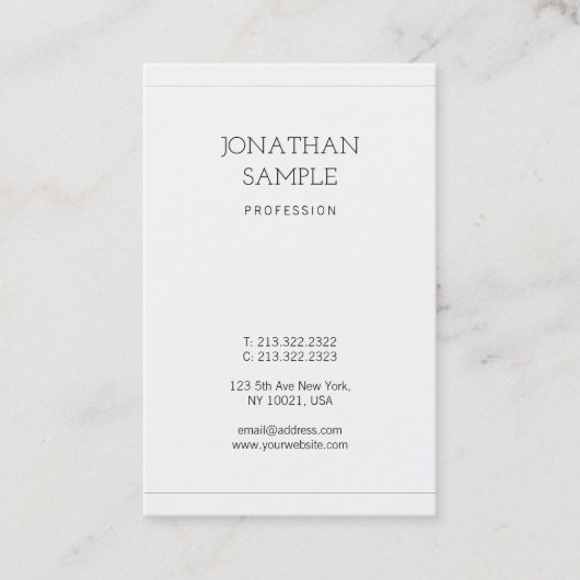 Carte De Visite Conception Simple Professionnelle Élégante Luxueus (Devant)