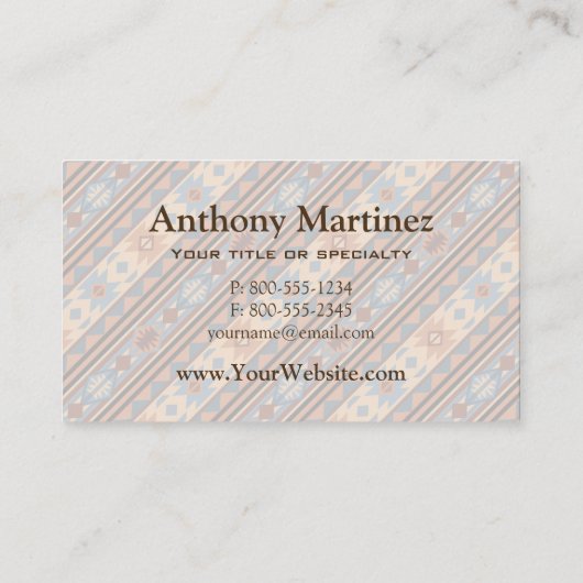 Carte De Visite Conception sud-ouest Adobe Grey Brown Tribal Motif (Dos)
