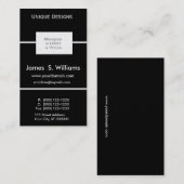 Carte De Visite Conception unique Logo Formel Black White Custom B (Devant / Derrière)