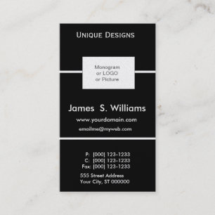 Carte De Visite Conception unique Logo Formel Black White Custom B
