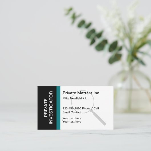 Carte De Visite Conception unique moderne d'investigateur privé (Debout devant)