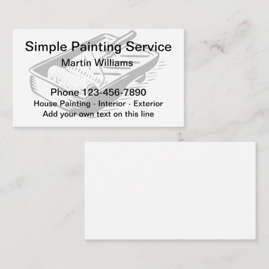 Carte De Visite Conception unique simple de peintre de Chambre (Devant / Derrière)
