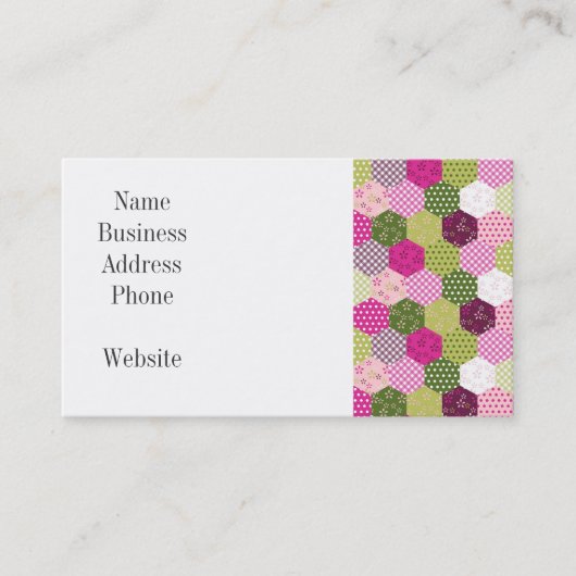 Carte De Visite Conception verte assez rose d'édredon de patchwork (Devant)