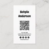 Carte De Visite Conception verticale moderne | Code QR et liens so (Dos)
