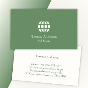 Carte De Visite Conception Web minimaliste moderne vert et blanc