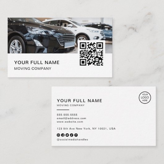Carte De Visite Concessionnaire automobile QR Code Logo Médias soc (Devant / Derrière)