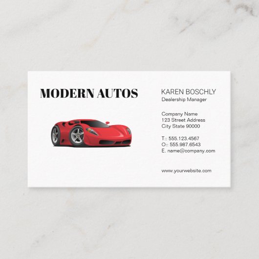 Carte De Visite Concessionnaire | Voiture sport rouge | Services A (Devant)
