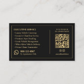 Carte De Visite Concierge Auto Luxe Exécutif Crest Noir  (Dos)