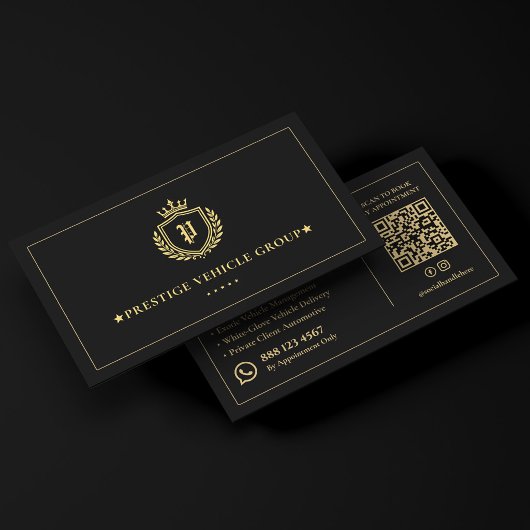 Carte De Visite Concierge Auto Luxe Exécutif Crest Noir 