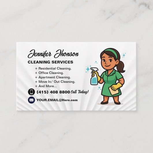 Carte De Visite Concierge de maison Service de nettoyage (Devant)