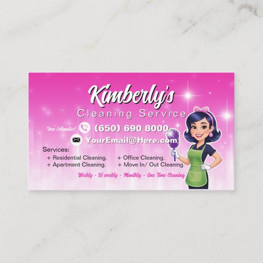 Carte De Visite Concierge de service de nettoyage (Dos)