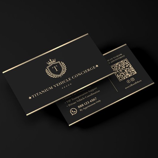 Carte De Visite Concierge de transport de chauffeur exécutif Noir