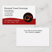 Carte De Visite Concierge De Voyage Et Promotionnels (Devant / Derrière)
