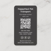 Carte De Visite Concierge de voyage pour animaux de compagnie prof (Dos)