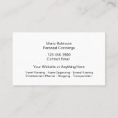 Carte De Visite Concierge Personnel Classique Et Assistant (Dos)