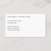 Carte De Visite Concierge personnel classique professionnel (Dos)