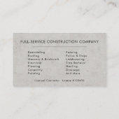 Carte De Visite Concrete Building Construction Contractor (Dos)