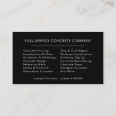 Carte De Visite Concrete Cement Construction Services (Dos)