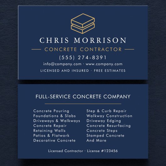 Carte De Visite Concrete Construction Services