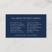 Carte De Visite Concrete Construction Services (Dos)