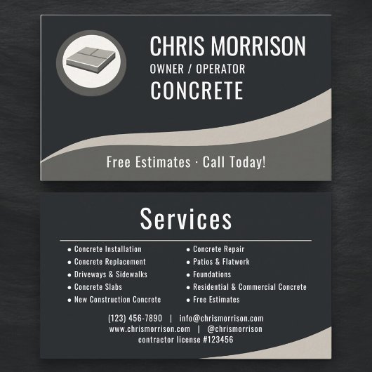 Carte De Visite Concrete Professional