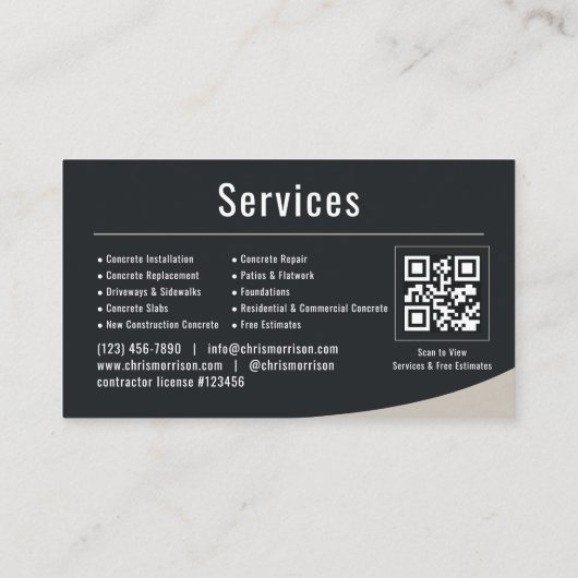 Carte De Visite Concrete Professional QR Code (Dos)