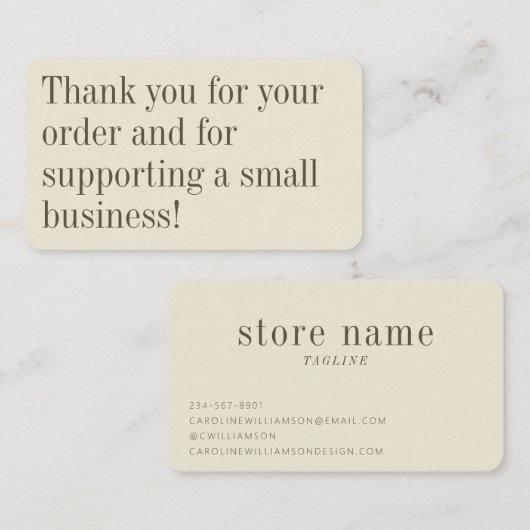 Carte De Visite Conditionnement sur mesure Elegant Cream Small Bus (Devant / Derrière)