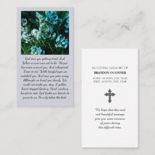 Carte De Visite Condoléances sincères en bleu violet blanc crémeux