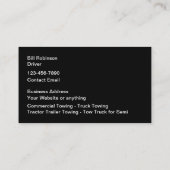 Carte De Visite Conducteur de camion de remorquage lourd (Dos)