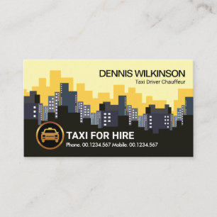 Carte De Visite Conducteur de taxi jaune du centre-ville Skyline