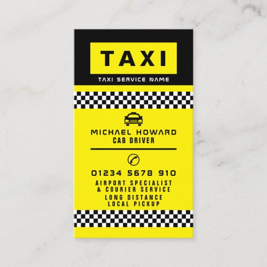 Carte De Visite Conducteur de taxi moderne et branché (Devant)