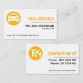 Carte De Visite Conducteur de taxi professionnel simple et simple (Devant / Derrière)