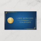 Carte De Visite Conducteur Limo Et Service Chauffeur Cuir Bleu QR (Devant)