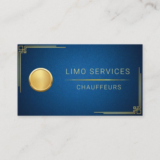 Carte De Visite Conducteur Limo Et Service Chauffeur Cuir Bleu QR (Devant)