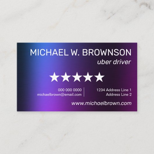 Carte De Visite Conducteur Minimal Violet (Devant)