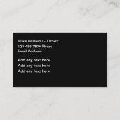 Carte De Visite Conducteur professionnel du service de camionnage (Dos)