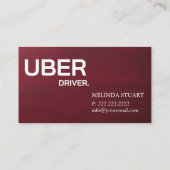 Carte De Visite Conducteur Uber Moderne Bordure Dorée Parrainage (Dos)