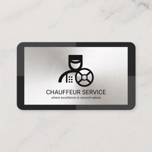 Carte De Visite Conduite en plaque argentée gris monochrome (Devant)