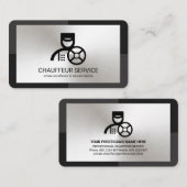 Carte De Visite Conduite en plaque argentée gris monochrome (Devant / Derrière)