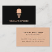 Carte De Visite Cône de crème glacée Noir Orange (Devant / Derrière)