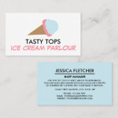 Carte De Visite Cône de crème glacée, Parlante de crème glacée (Devant / Derrière)