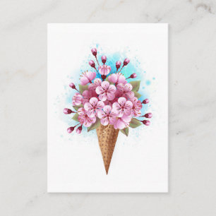 Carte De Visite Cône de gaufre de glace rose Sakura