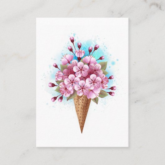 Carte De Visite Cône de gaufre de glace rose Sakura (Devant)