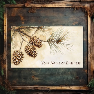 Carte De Visite Cône de pin rustique | Branche de l'arbre des pins